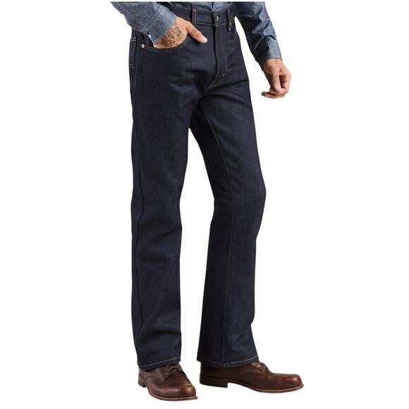 Levi's Men's Blue 517 Bootcut Mid Rise Rigid Regular Fit Boot Cut Cotton Jeans - Picture 1 of 12